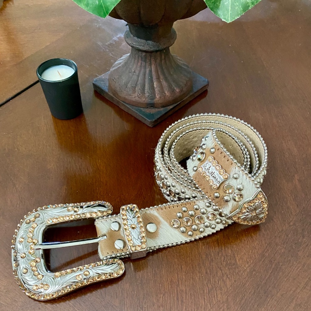 BB SIMON $595 Vintage Crystal Pony Hair Cowgirl Rocker Belt 38 - Picture 5 of 10